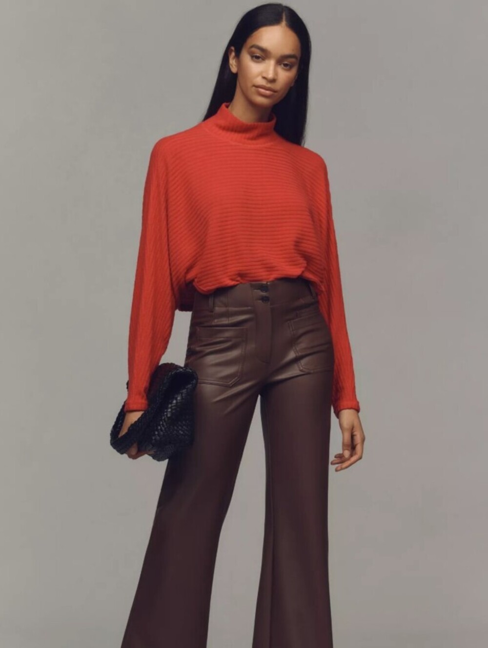 Pilcro by Anthropologie Red Cozy Ribbed Turtleneck Batwing Pullover - Size - XS